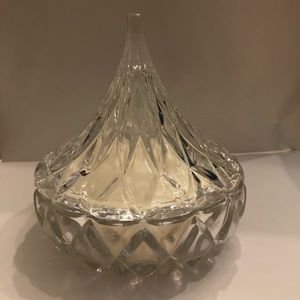 Vintage Hershey Kiss dish repurposed into a beautiful candle.